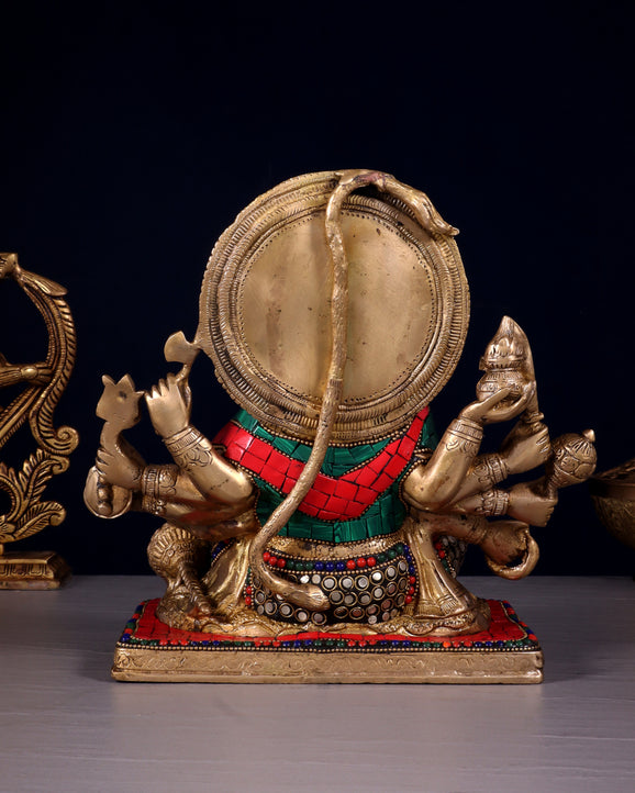 Pure Brass Superfine Panchmukhi Hanuman 10"