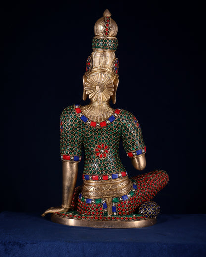 Pure Brass Bhoga Shakti Goddess Uma Parvati Sculpture – meenakari (Without Base) 18"