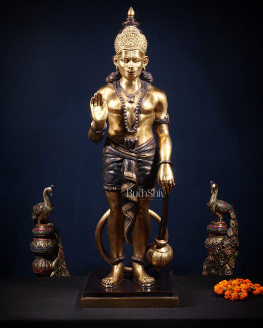 Pure Superfine Brass Large Standing Hanuman Statue 38"
