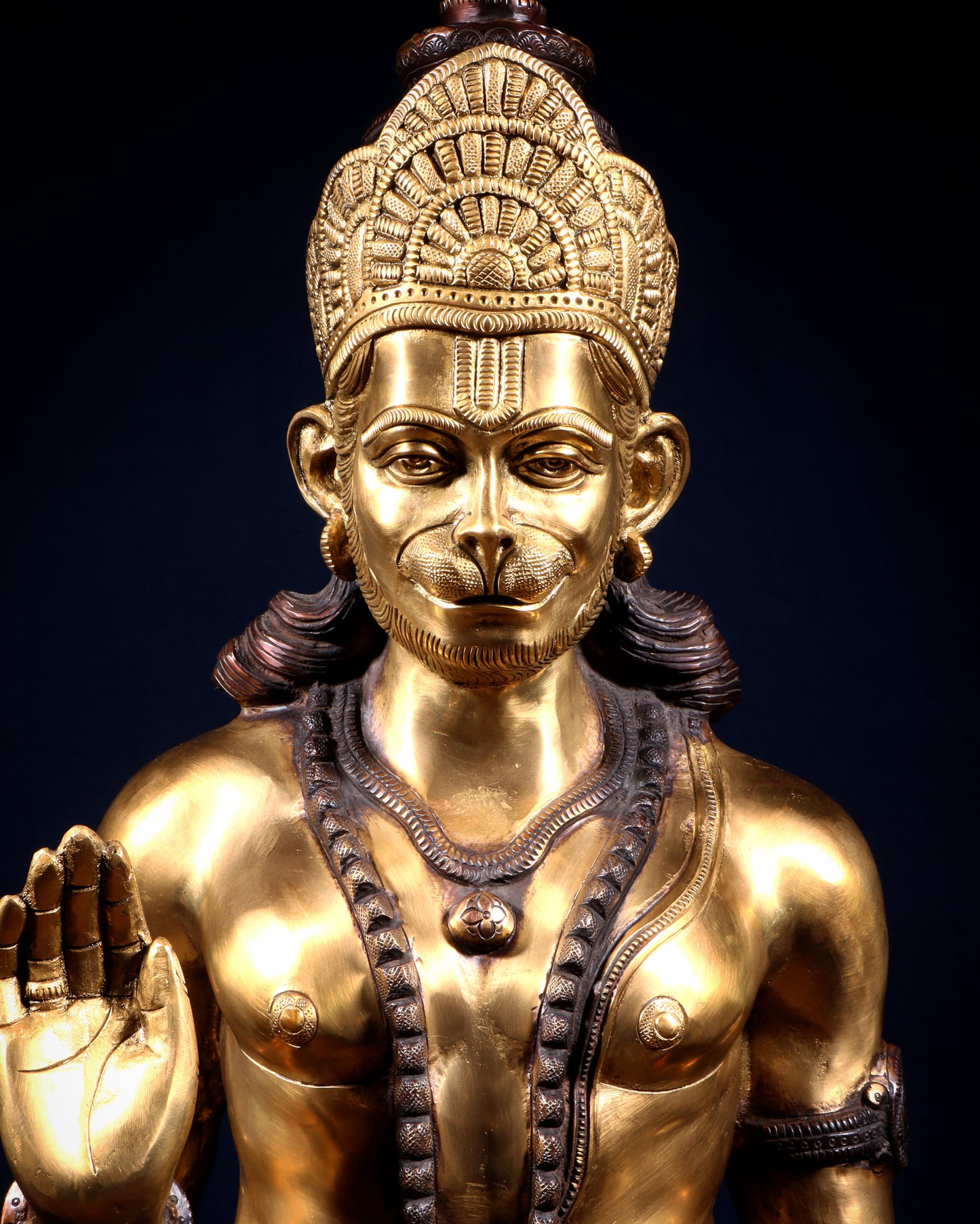 Pure Superfine Brass Large Standing Hanuman Statue 38"