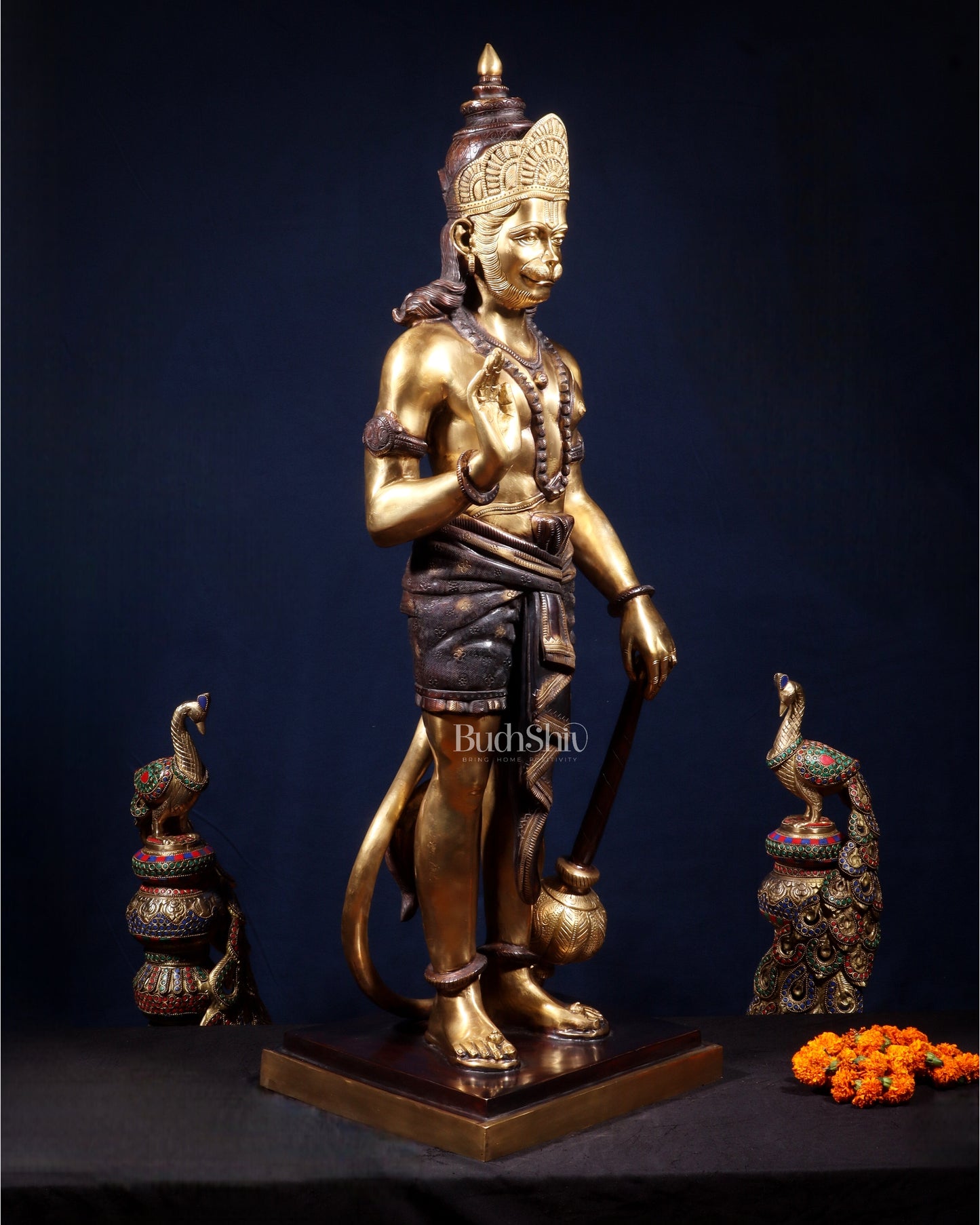 Pure Superfine Brass Large Standing Hanuman Statue 38"