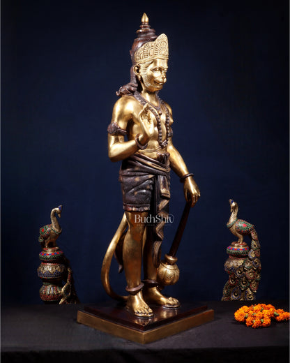 Pure Superfine Brass Large Standing Hanuman Statue 38"