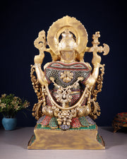 Pure Brass Lord Ganesha Idol with Jewellers Meenakari 18"