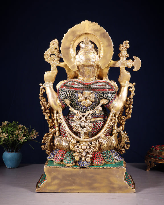 Pure Brass Lord Ganesha Idol with Jewellers Meenakari 18"