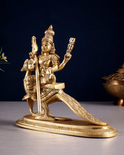 Pure Brass Lord Murugan (Kartikeya) Seated on Peacock Idol 8"
