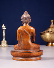 Pure Brass Buddha Bhumisparsha Nirvana Mudra Idol 5.5"
