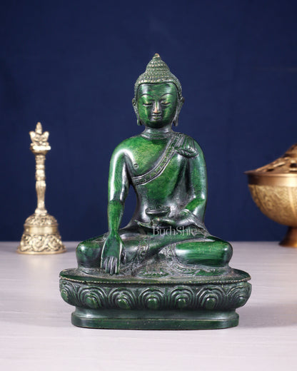 Pure Brass Buddha Bhumisparsha Nirvana Mudra Idol 5.5"