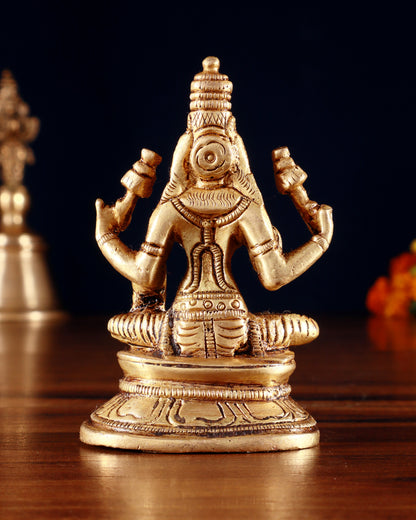 Pure Brass Small Goddess Lakshmi Idol | 3.5 Inch golden butter tone