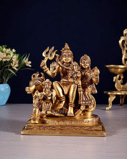 Brass Shiva Parivar Statue - | 6" Height