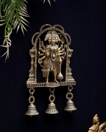Brass Superfine Panchmukhi Hanuman Wall Hanging 7.5"
