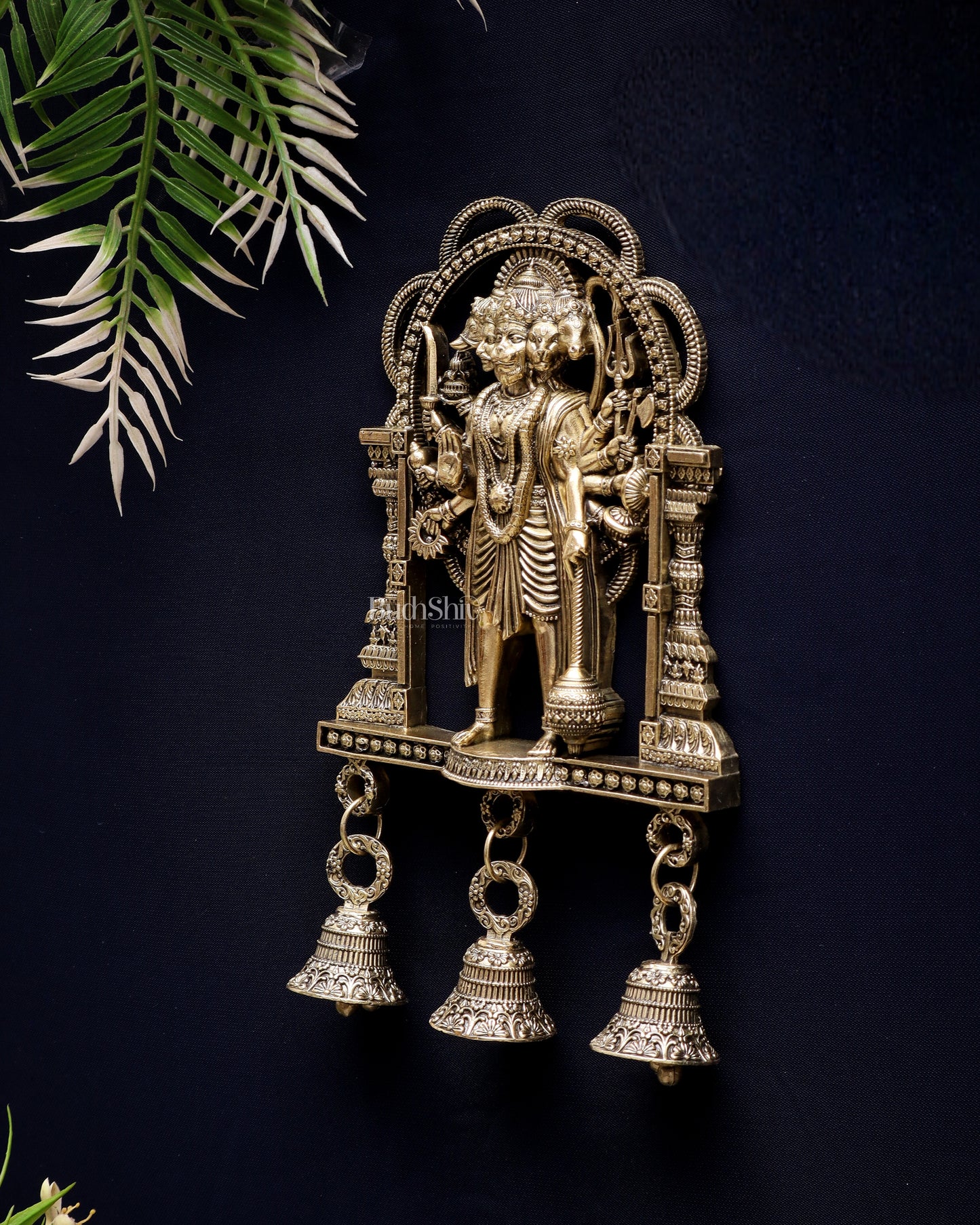 Brass Superfine Panchmukhi Hanuman Wall Hanging 7.5"