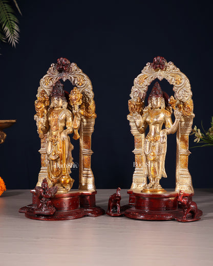 Vishnu Lakshmi Brass idols 9 inch three tone finish