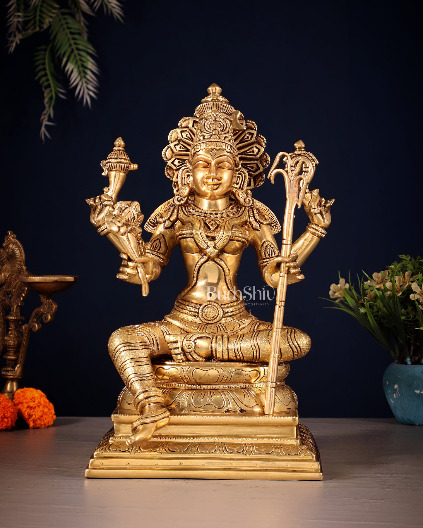 Brass Lalita Devi Idol – Rajarajeshwari Superfine Carvings | 12 inch