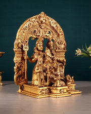 Pure Brass Lord Shiva Parivar with Arch 9"