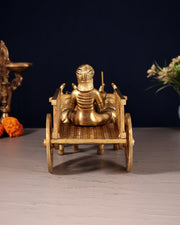 Pure Brass Indian Villager Bullock Cart – Traditional Showpiece & Gift 11" wide.