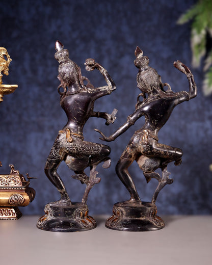 15" Lord Shiva and Parvati Dancing Idols - Pure Brass