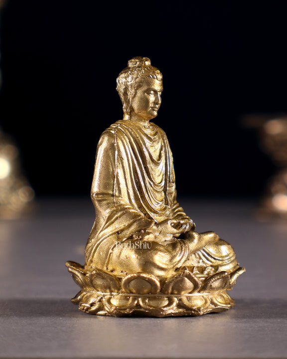 Miniature Meditating Buddha on Lotus | 1.5" (3.8 cm) Pure Bronze Panchaloha Idol