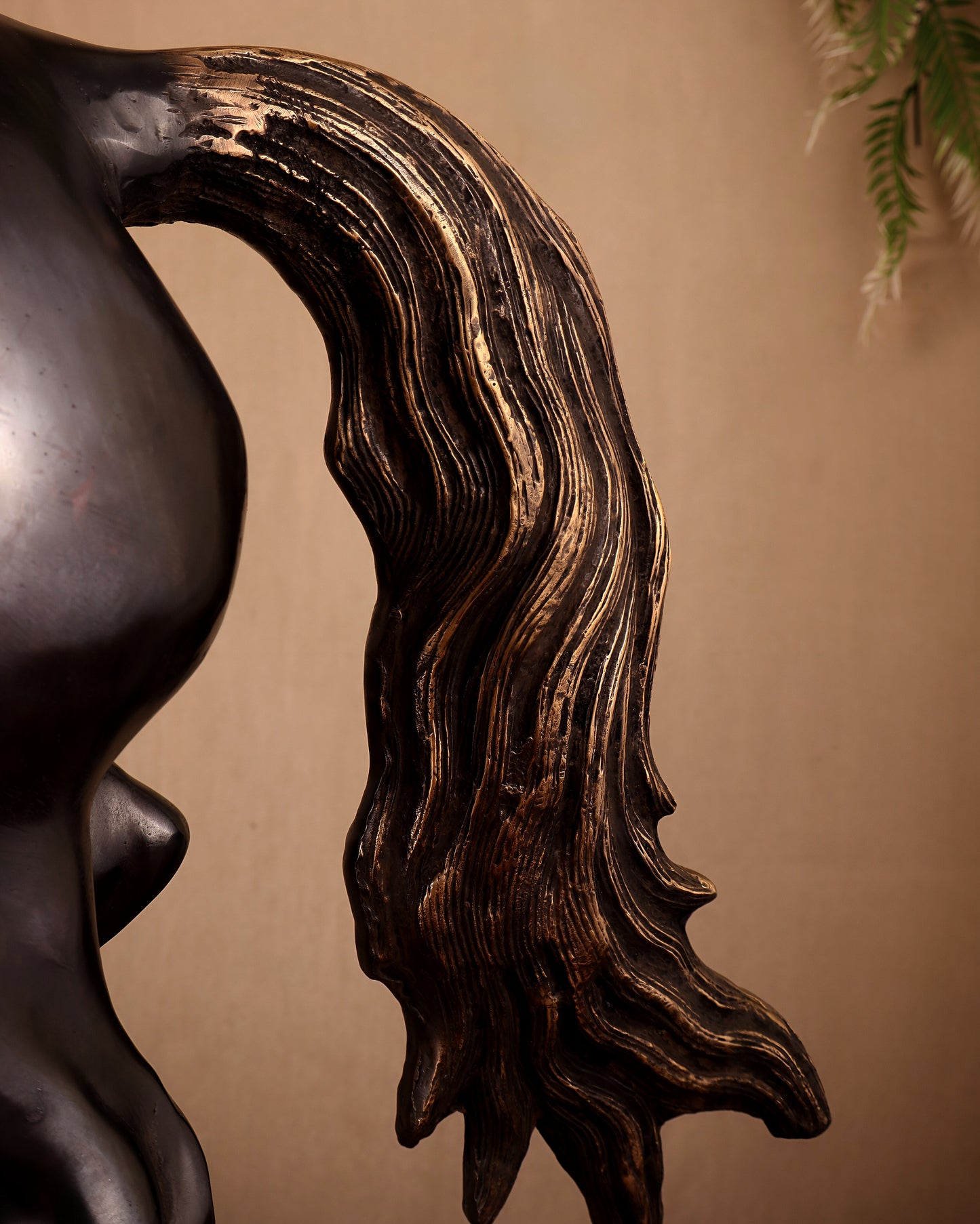 Large Brass Galloping Horse Showpiece Black Tone Finish 30"