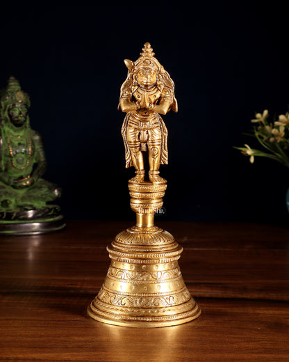 Brass Garuda Hanuman Hand Bell – Durable & Steady | 8" H
