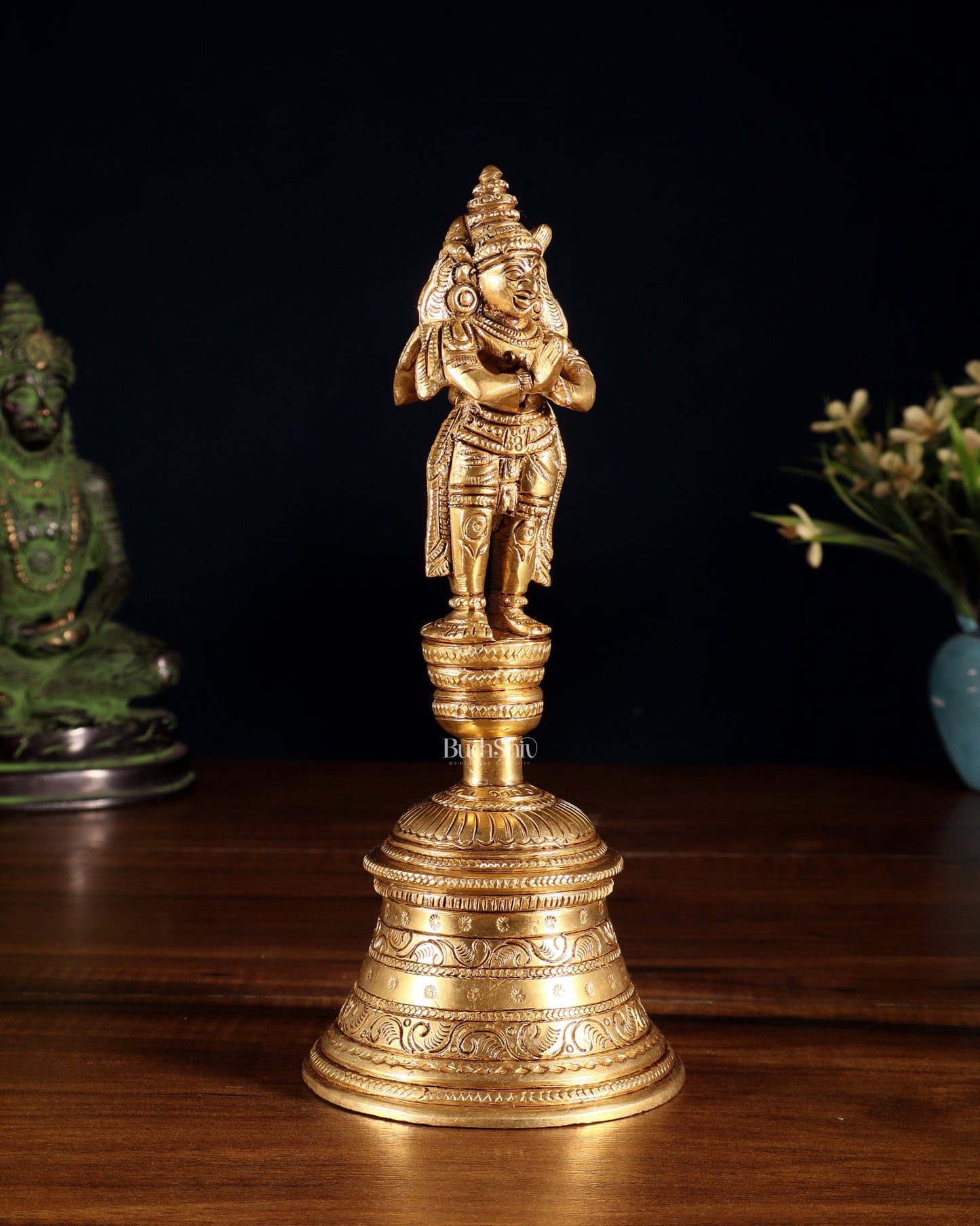 Brass Garuda Hanuman Hand Bell – Durable & Steady | 8" H