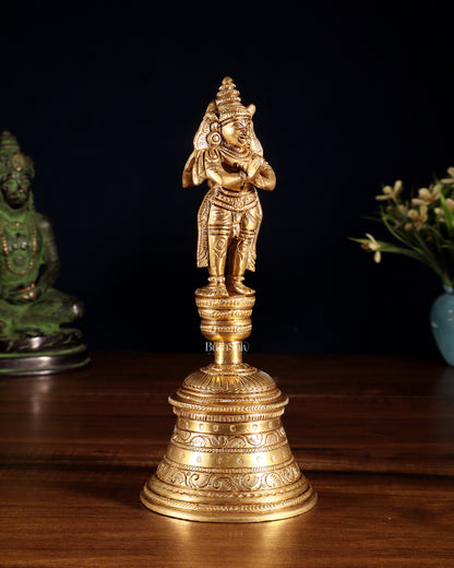 Brass Garuda Hanuman Hand Bell – Durable & Steady | 8" H
