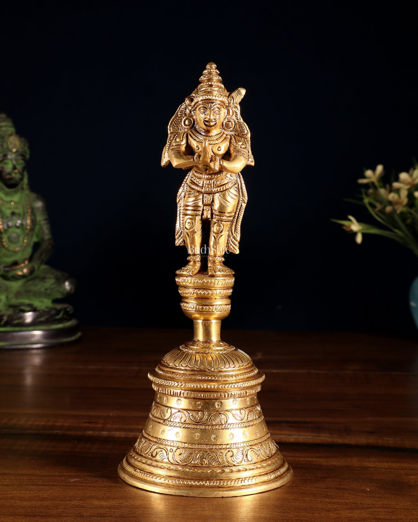Brass Garuda Hanuman Hand Bell – Durable & Steady | 8" H