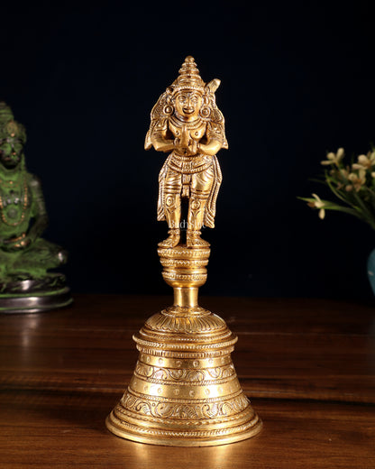 Brass Garuda Hanuman Hand Bell – Durable & Steady | 8" H