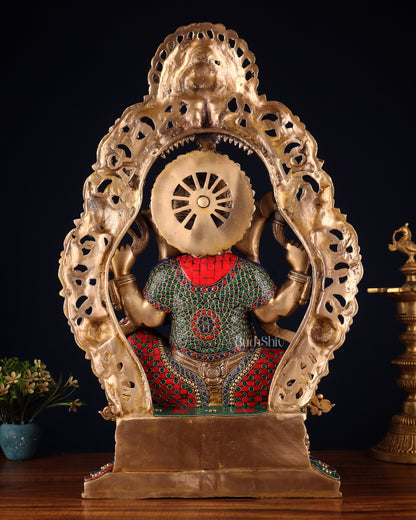 Brass Handcrafted Superfine Lord Ganesha Statue - 26 inch with stonework