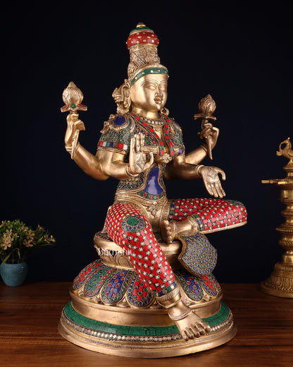 Pure Brass Large Lakshmi Mata Statue 24"