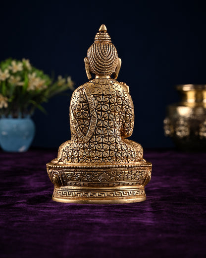 Brass blessing Buddha Idol antique tone | 7"