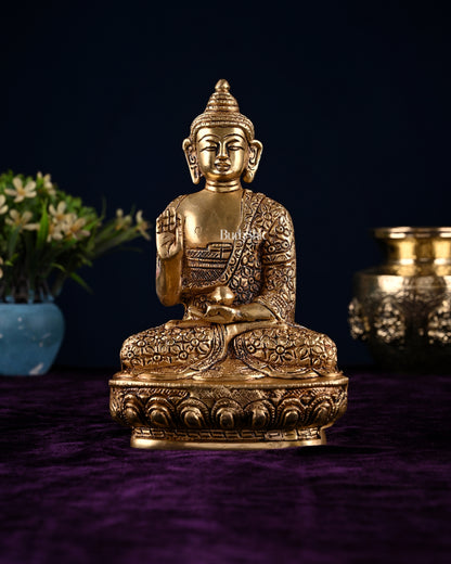 Brass Buddha Idol in Abhaya Mudra – 8"