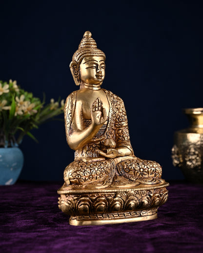 Brass Buddha Idol in Abhaya Mudra – 8"