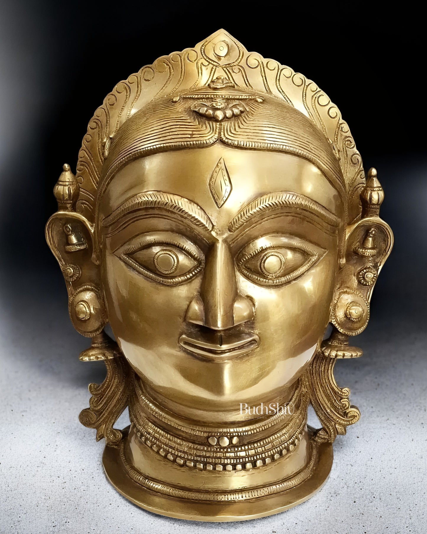 Brass Parvati face Statue - 12 inches