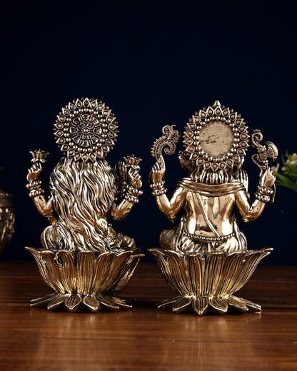 Brass Superfine Ganesha Lakshmi Idol Pair – 7 Inch