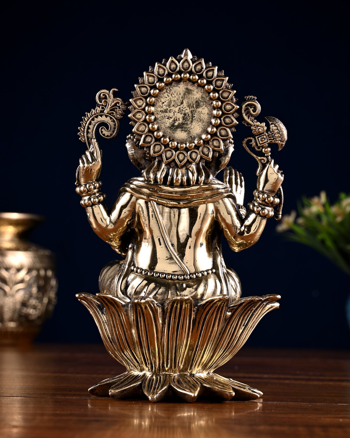 Brass Superfine Ganesha Lakshmi Idol Pair – 7 Inch