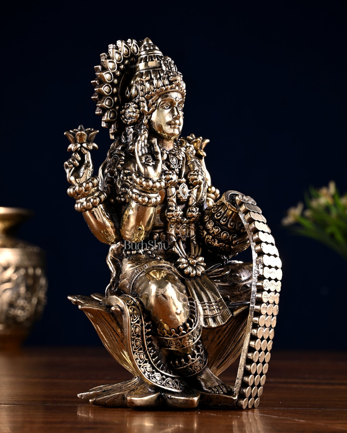Brass Superfine Ganesha Lakshmi Idol Pair – 7 Inch