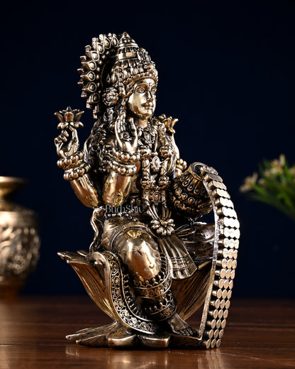Brass Superfine Ganesha Lakshmi Idol Pair – 7 Inch