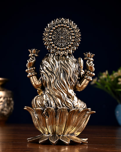 Brass Superfine Ganesha Lakshmi Idol Pair – 7 Inch