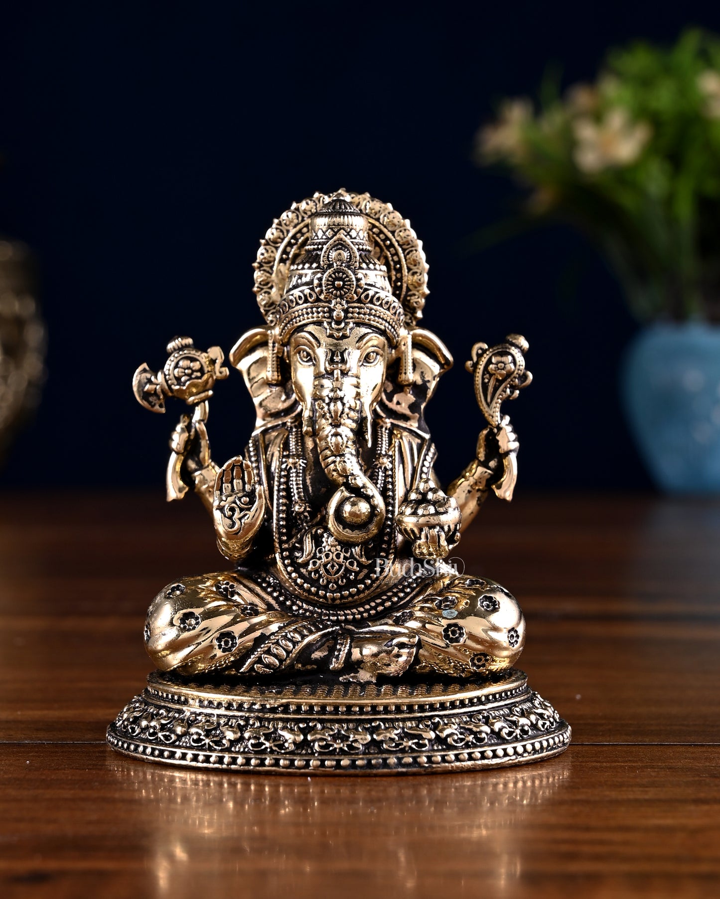Brass Ganesha Lakshmi Idol Pair – 3.5 Inch