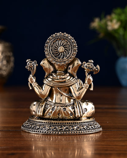Brass Ganesha Lakshmi Idol Pair – 3.5 Inch