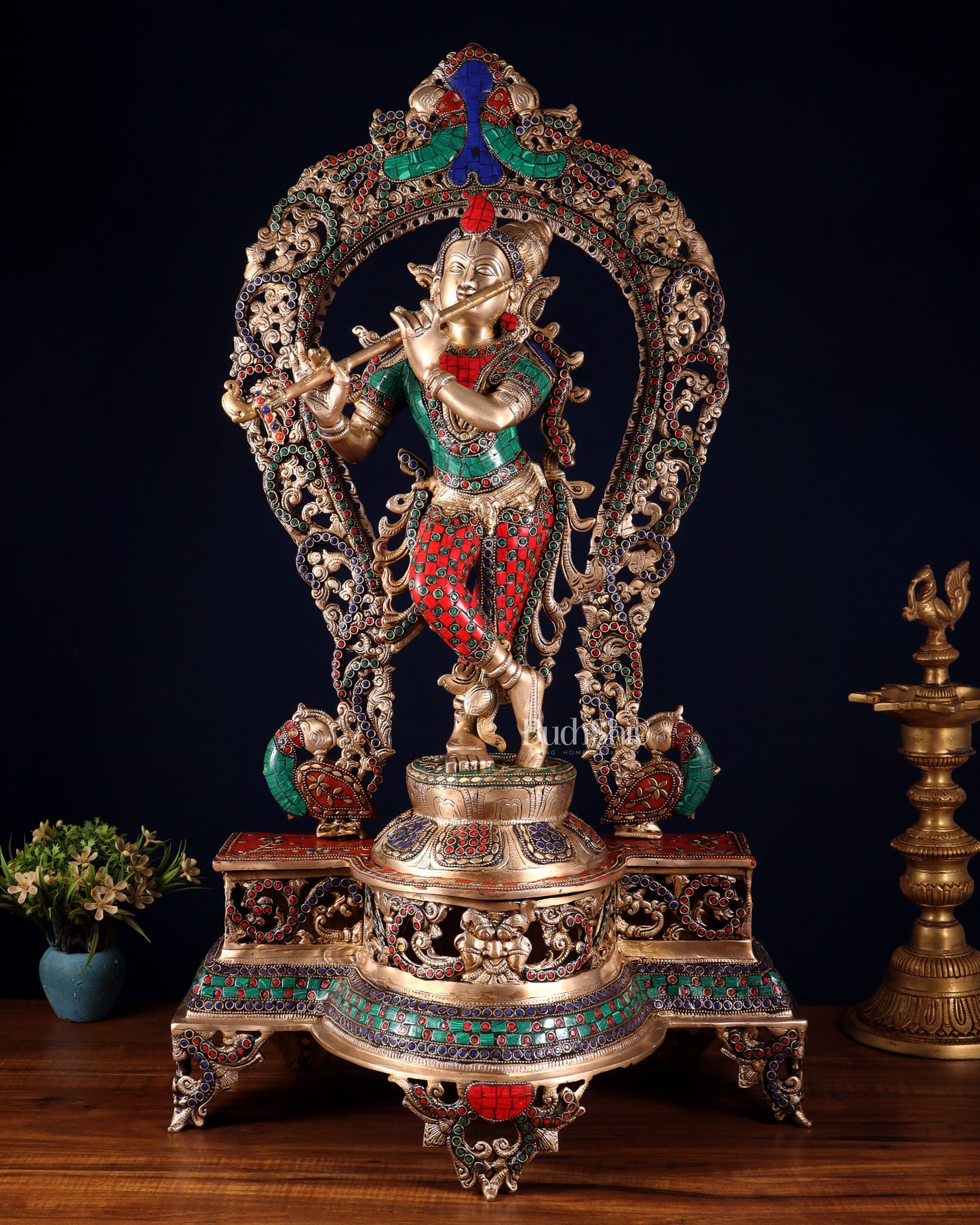 Brass Superfine Krishna large statue 31"