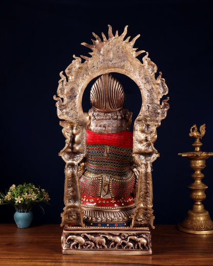 Brass Lord Ganesha Statue with Prabhavali 25 inch meenakari Stonework