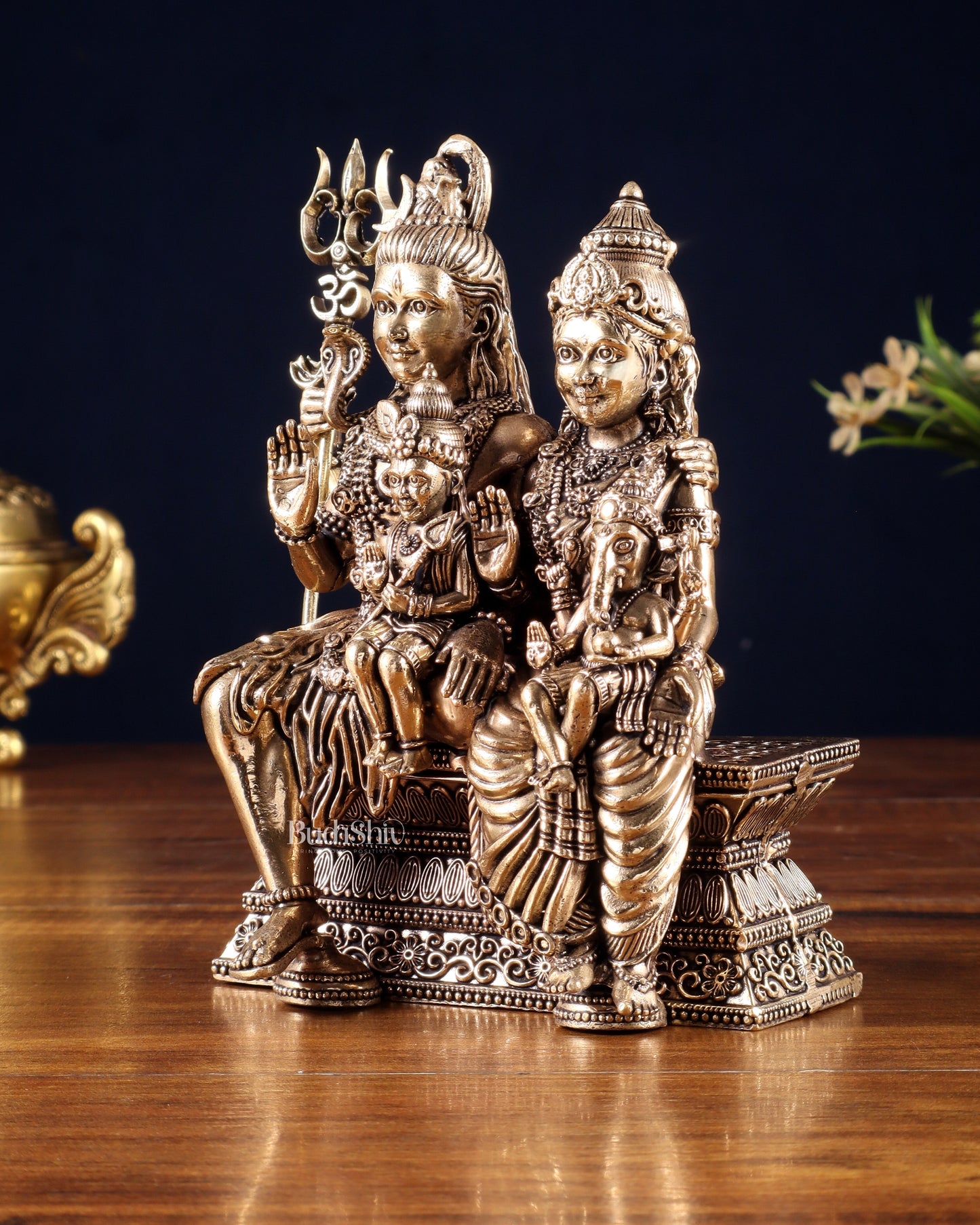 Brass Shiv Parivar Idol – 6" Superfine Carving