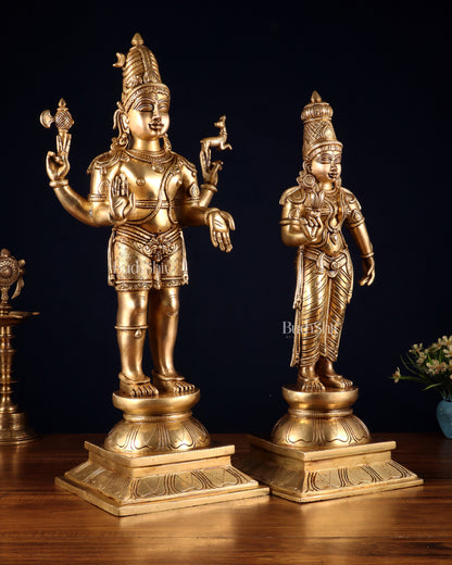Brass Standing Shiva Parvati idols 23 inch utsava murti