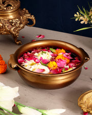 Pure Brass Wide Urli – Antique Finish | 7.5"