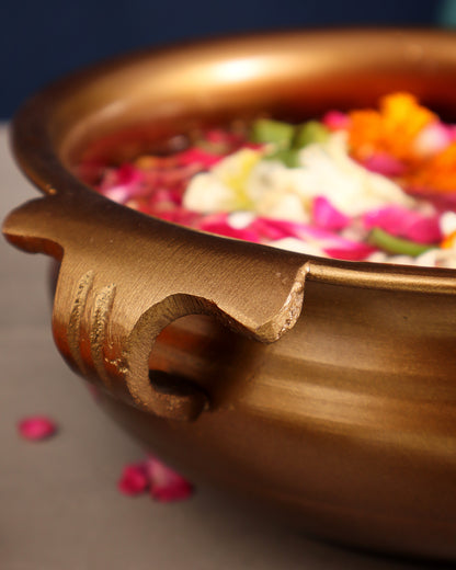 Pure Brass Wide Urli – Antique Finish | 7.5"