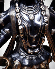 Pure Brass Goddess Kali Dashabhuja (10 Arms) Statue – 43" Black Edition | 64 kg