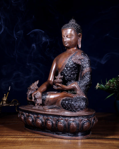 Pure Brass Tibetan Buddha medicine Statue - 13.5" Height