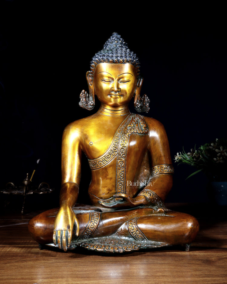 Brass Buddha Statue | 14 inch