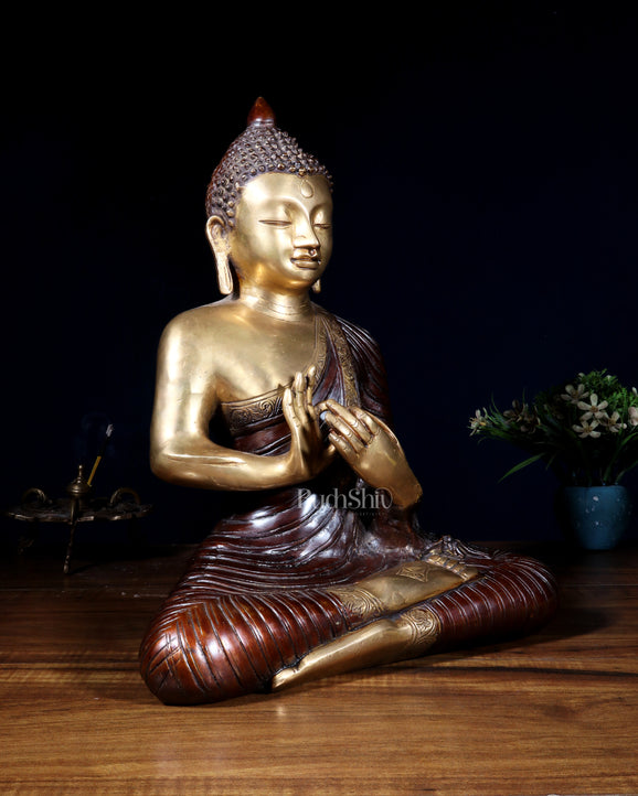 Pure Brass Buddha Statue 14 inch dual tone